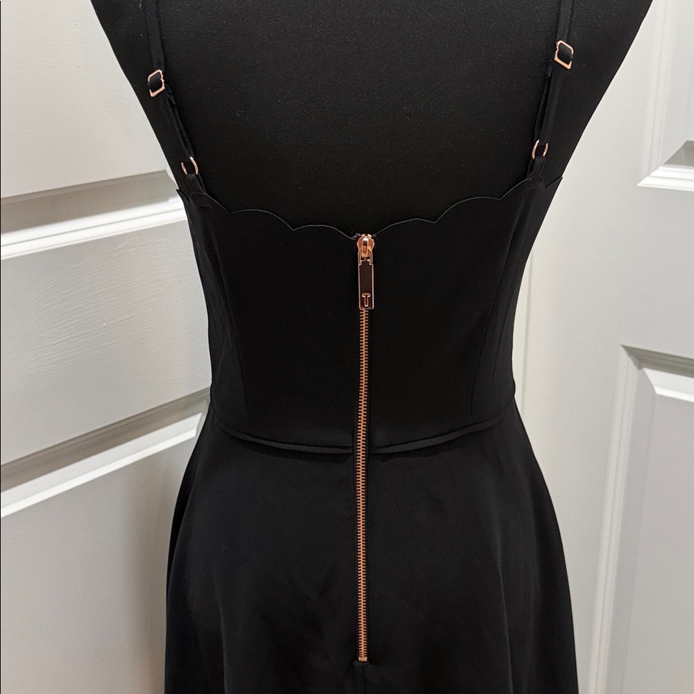 Ted Baker Black Scallop-Edge Midi Dress - Picture 5 of 7